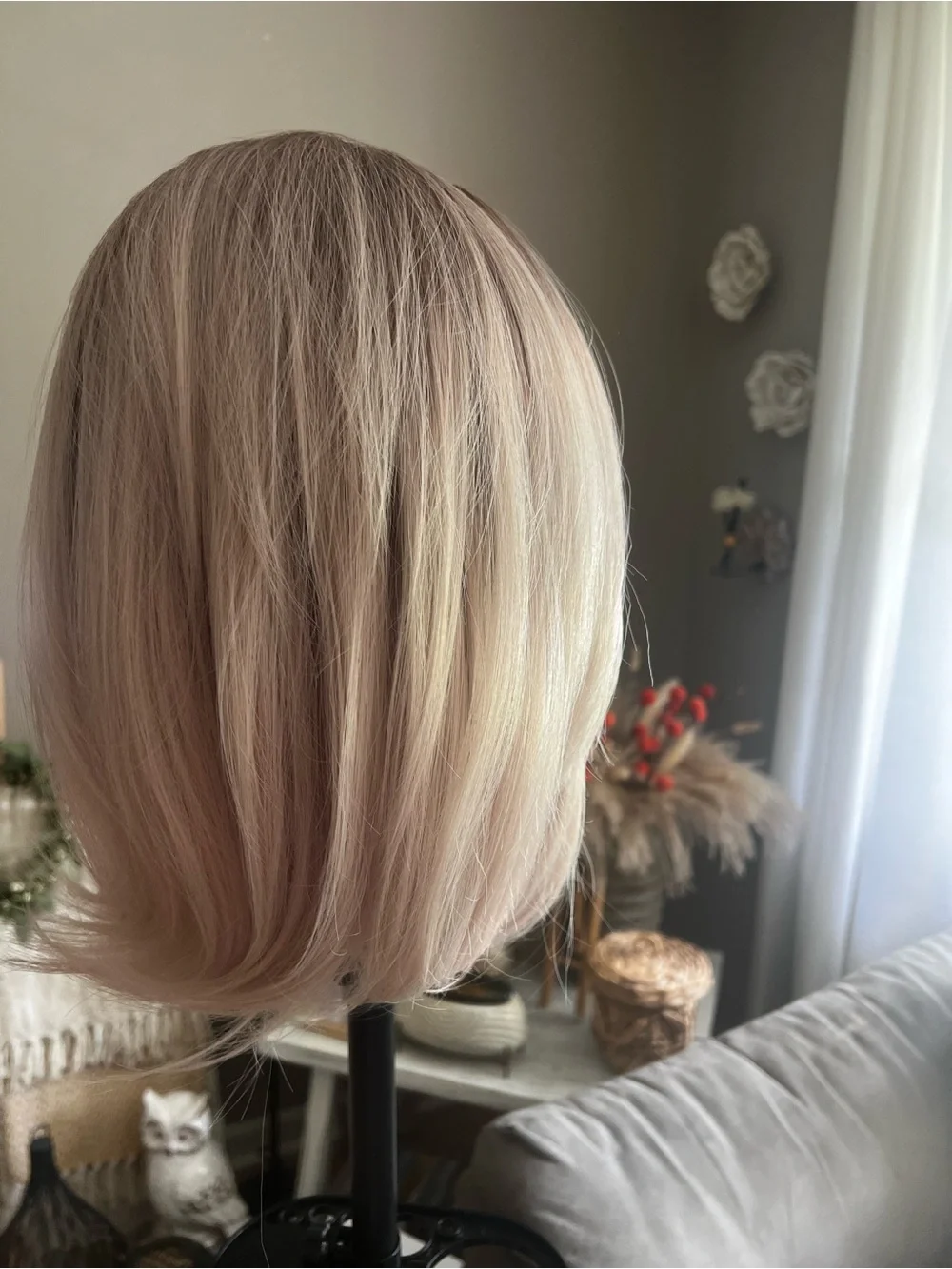 Lace Front Bob Wig in Pink Blonde for Women